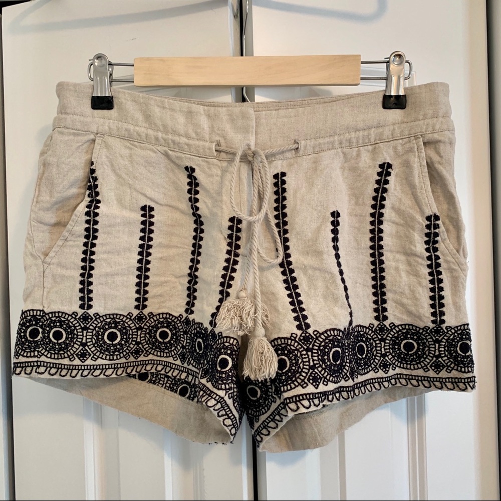 Loft Embroidered Linen Shorts